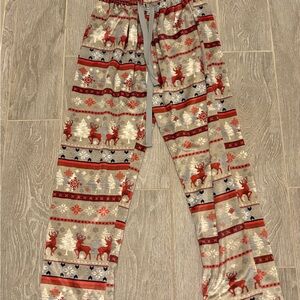 Women's Festive Reindeer Pajama Pants - Red and Gray